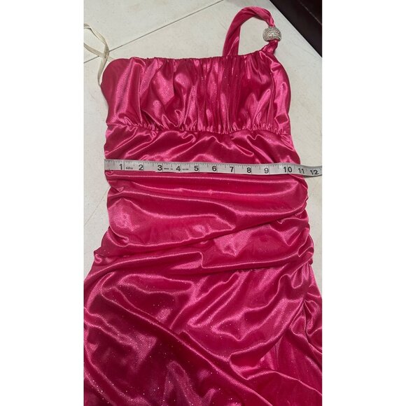 Women's Sequin Hearts Glittery Pink Formal Prom Dress Maxi Length Junior Size S - Picture 9 of 12